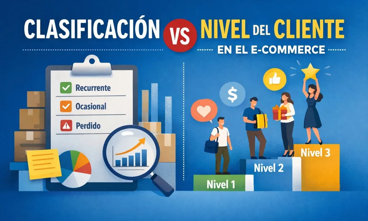 Ilustración que muestra la diferencia entre clasificación del cliente por tiempo y nivel del cliente por valor en el e-commerce